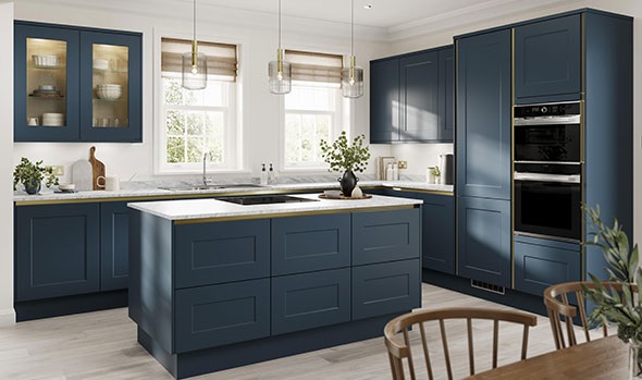 Chelford-Marine-Blue-Handleless Chilcomb-Dove-Grey-in-Handleless