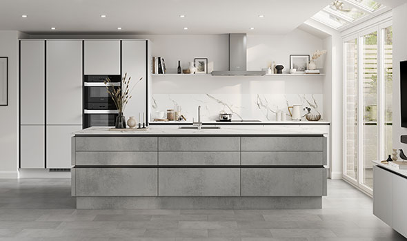 Hockley-Textures-Concrete-and-Super-Matt-White-Handleless